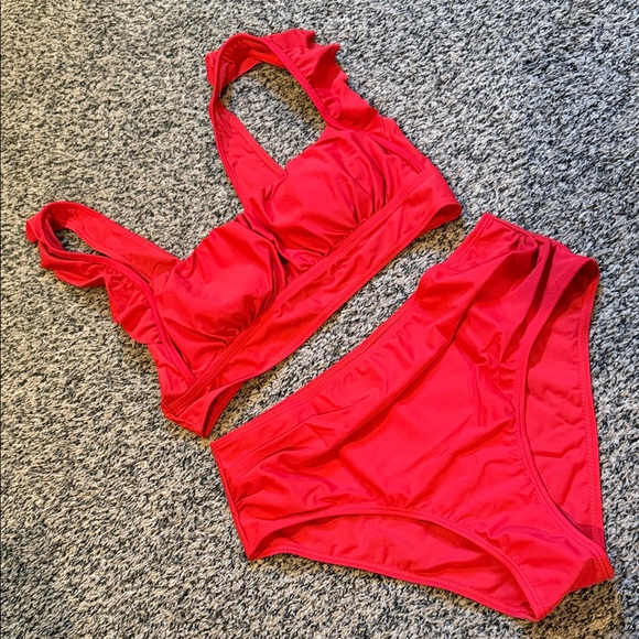 Red Two-Piece Bikini Set - Picture 1 of 4